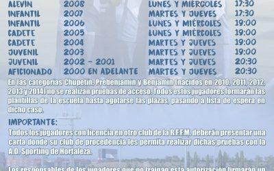 PRUEBAS DE ACCESO TEMPORADA 2019/2020