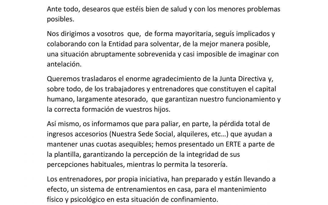 Comunicado Junta Directiva día 15 de Abril